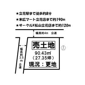 松山市立花６丁目 土地