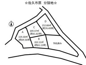 売土地 佐久市原 5区画分譲地