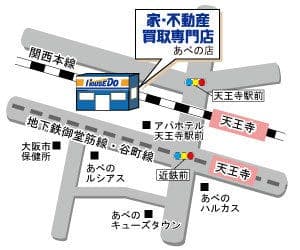 ハウスドゥ  家・不動産買取専門店  あべのの地図