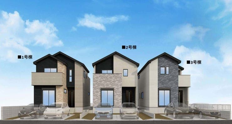 【新築戸建 南区警弥郷3丁目全3棟】マルキョウ警弥郷店まで歩3分◆弥永西小まで歩8分◆駐車場並列2台分◆リビングはおしゃれな折上げ天井