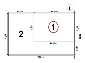 今伊勢町馬寄字上畑田　全2区画　1号地　建築条件なし土地