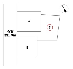起字河田揚　全3区画　C区画　建築条件なし土地