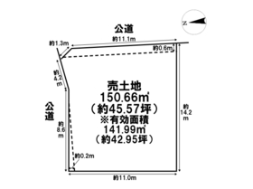 大治町長牧向　全3区画　1号地　建築条件なし土地
