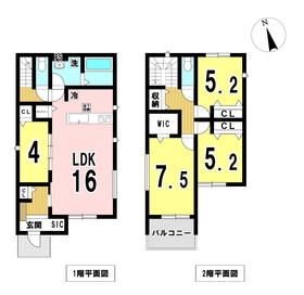 一宮市木曽川町外割田　全2棟　2号棟　新築一戸建て