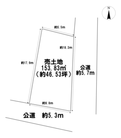 一宮市木曽川町黒田三ノ通り　建築条件なし土地