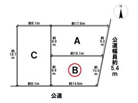あま市下萱津坪井　全3区画　Ｂ区画　建築条件なし土地