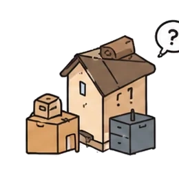 荷物が積み上がった家のイラスト